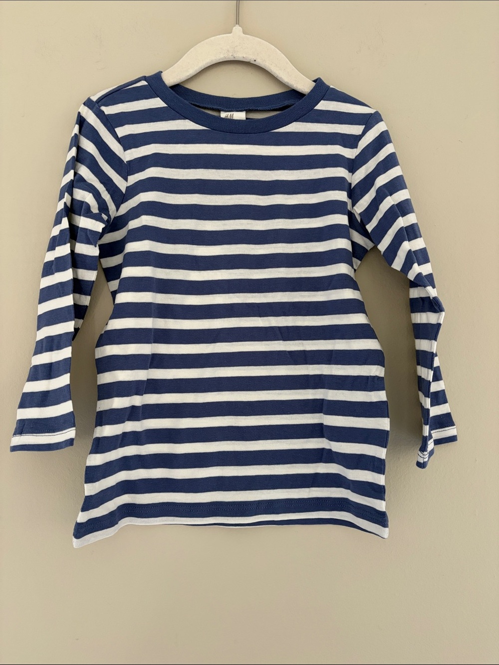 H&M Blue and White Striped Long-Sleeve Tee 3T